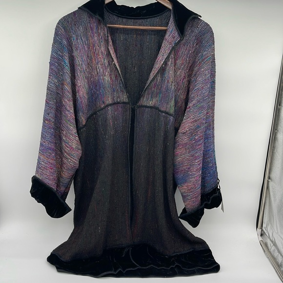 NWT Hand Painted Silk & Velvet Sandra Clark Jacket-One-Of-A-Kind-Maui Artist - Picture 1 of 12